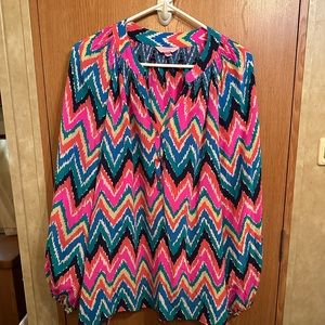 Lilly Pulitzer Multi colored Silk Blouse size xl Beautiful!